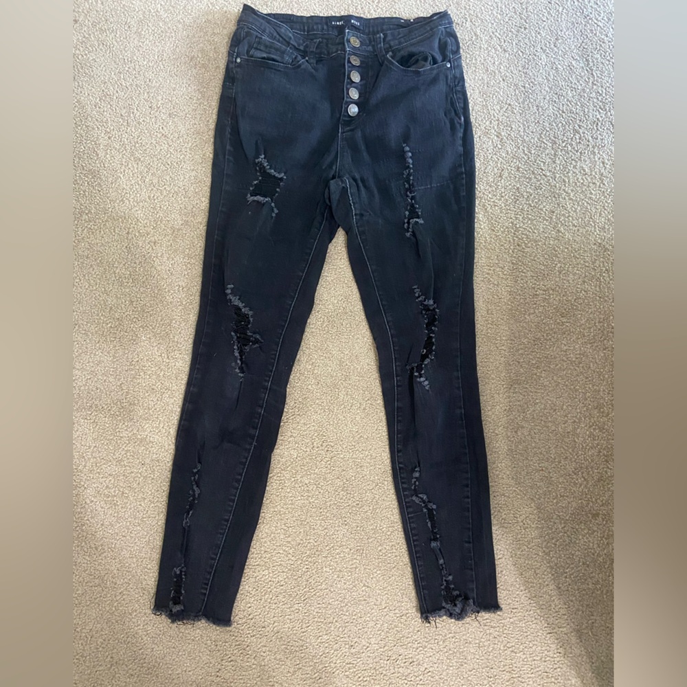 Almost Famous Black Ripped Skinny Jeans Size 3